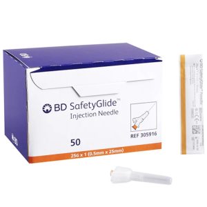 BD SafetyGlideâ„¢ Safety Needle, 25G x 1 in. (50 per Box)