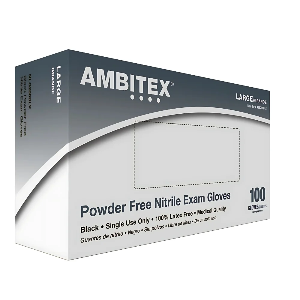 Ambitex® 4 Mil Black Nitrile Exam Gloves (1,000 per Case) - Image 2
